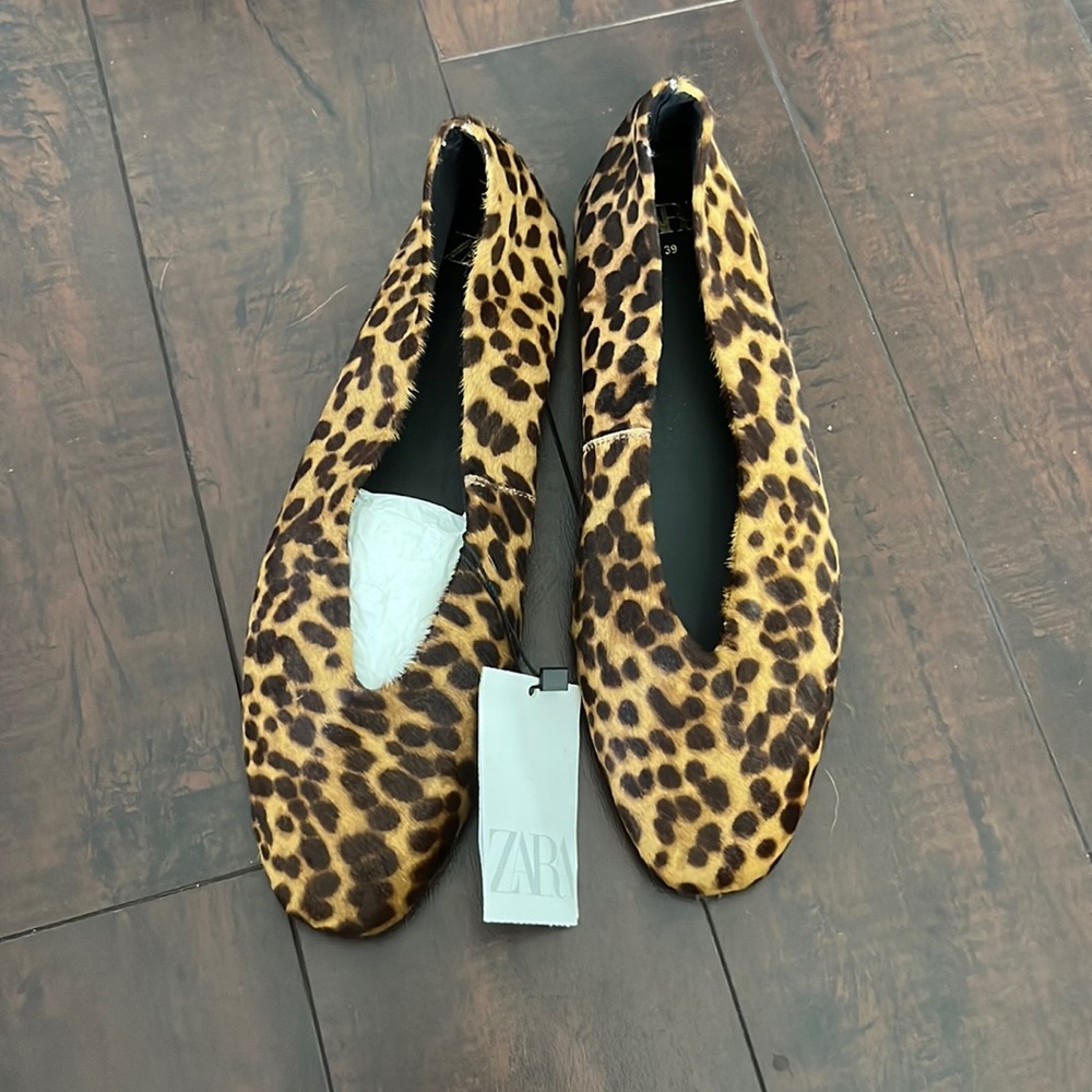 Zara Calf Hair Leopard Flats